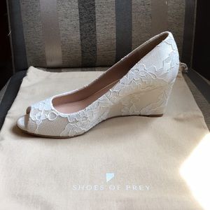 NBW lace peep toe WEDDING wedges!